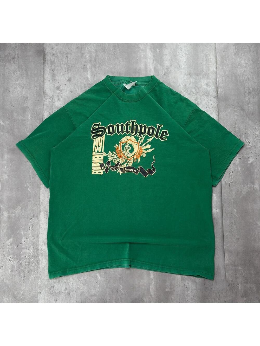 Y2K Green Southpole Grunge Skater Gothic Polo Shirt